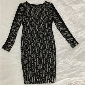 Vince Camuto Patterned Long-Sleeve Bodycon Dress sz 2